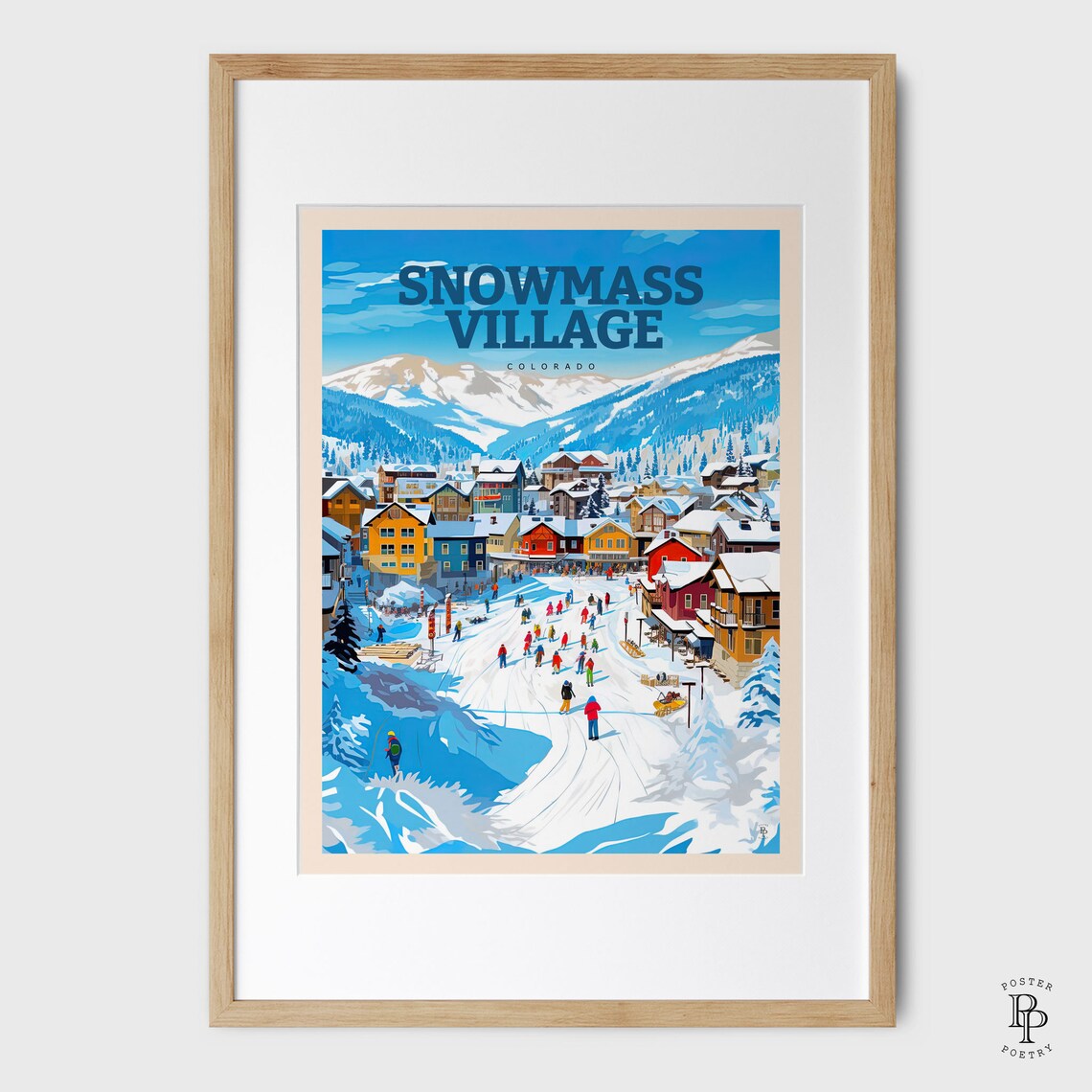 Snowmass Colorado Skiing & Snowboarding Travel Poster - Image 2
