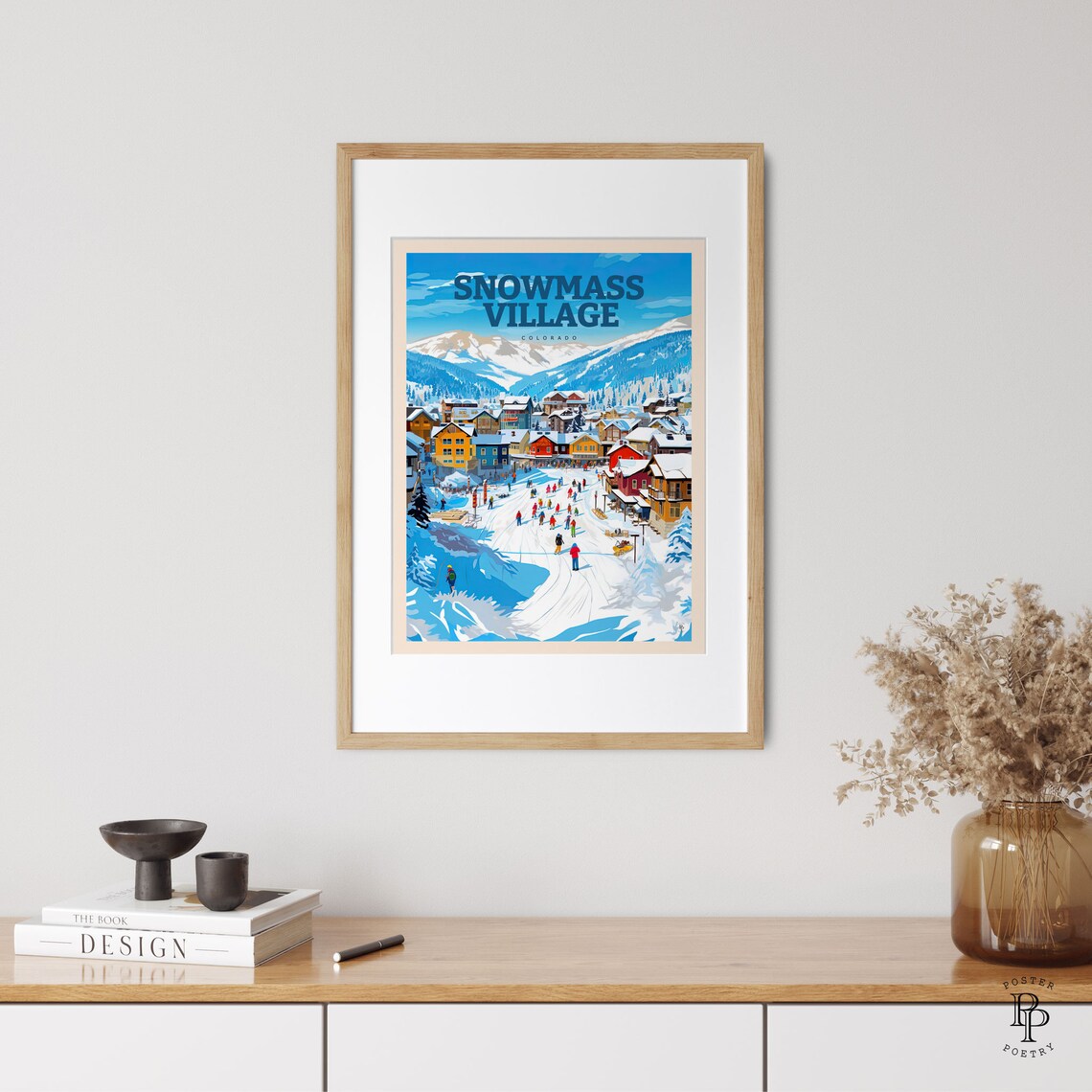 Snowmass Colorado Skiing & Snowboarding Travel Poster - Image 4