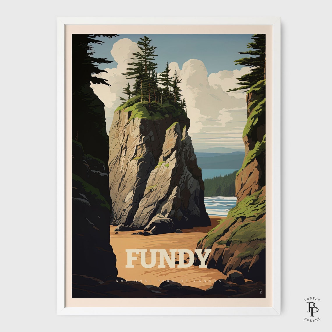 Fundy National Park Canada Sea Stacks Sandy Beach Coast Travel Poster - Image 2