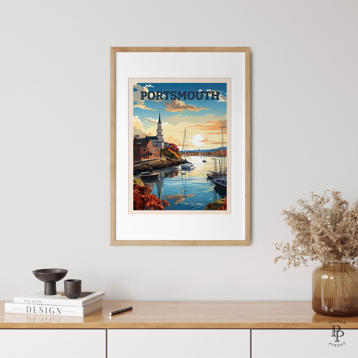 Portsmouth Rustic Coastal Travel Poster, New Hampshire - Image 3
