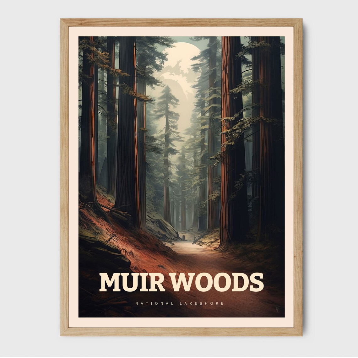 Muir Woods California Travel Poster, Coastal Decor