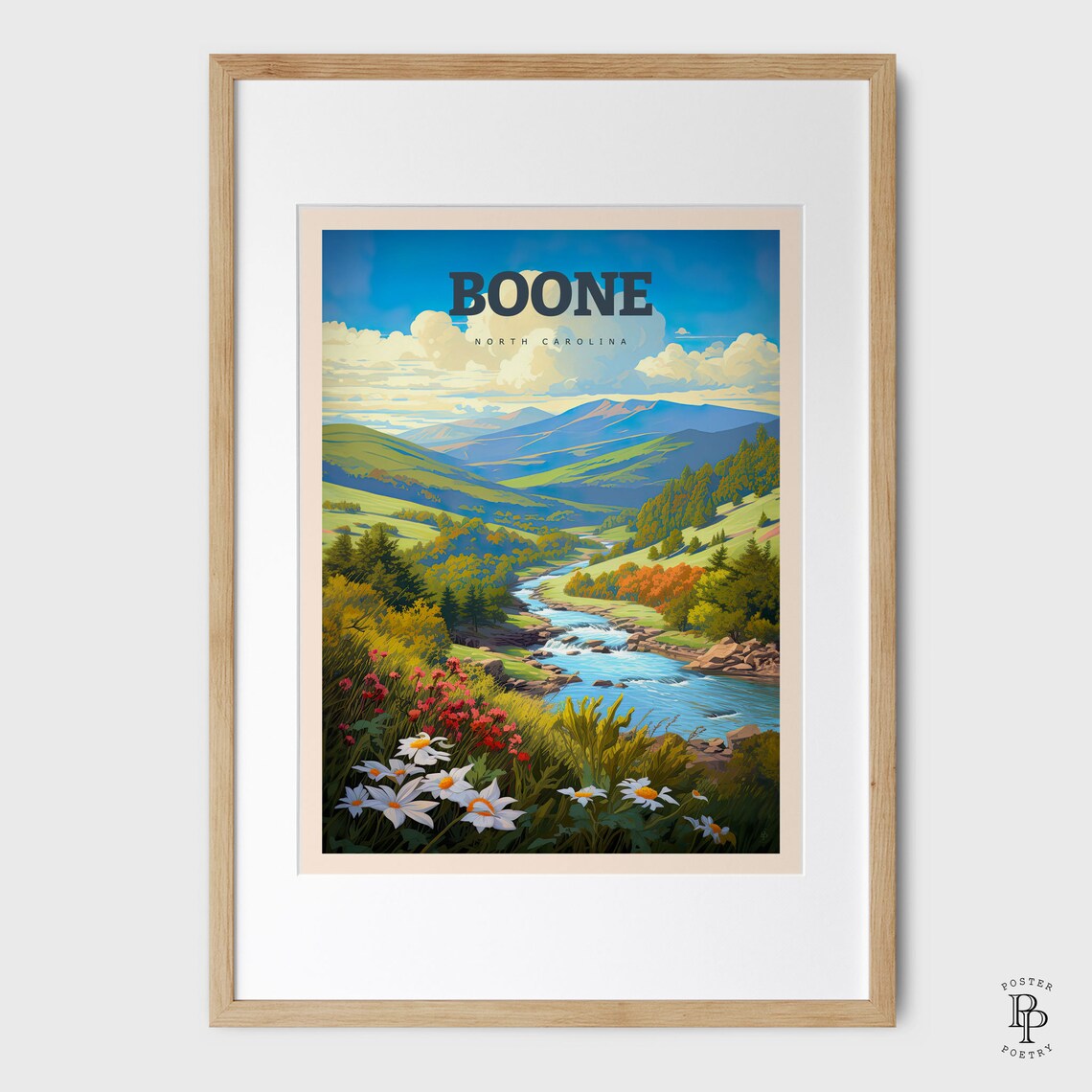 Boone Appalachian Mountains Travel Poster, North Carolina - Image 4