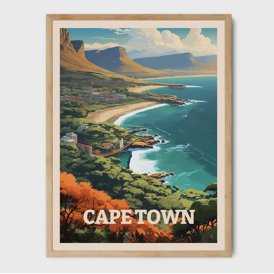 Cape Town Travel Poster, South Africa Housewarming