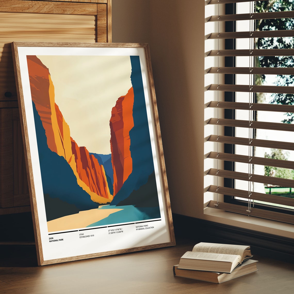 Zion National Park Utah Minimalist Red Rock Canyon Wall Art Print - Image 2
