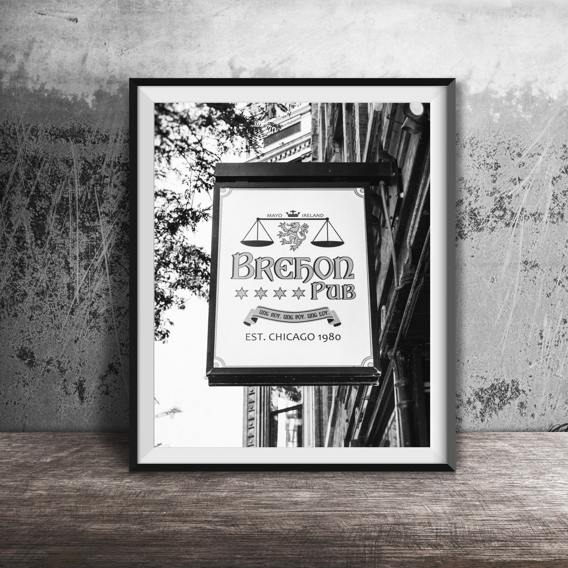 Brehon Pub Est 1980 Irish Pub Hanging Sign Chicago River North Poster - Image 2