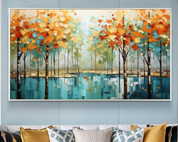 Abstract Forest Oil Painting On Large Wall Art Original Tree Landscape Art Custom Painting Modern Living Room Decor Handmade Gift