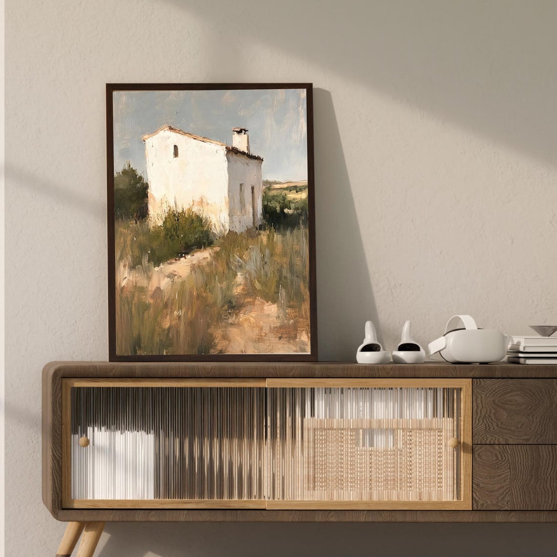 Vintage Building Wall Art Print White Stone Art Oil Painting Rustic Wall Art Historic Painting Minimalist Art Classic Oil Painting - Image 3