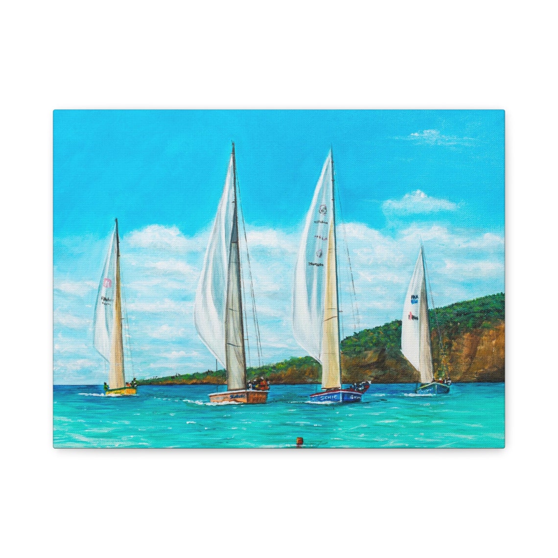 Sailboat Regatta Race Turquoise Sea Ocean Sailing Coastal Poster - Image 4