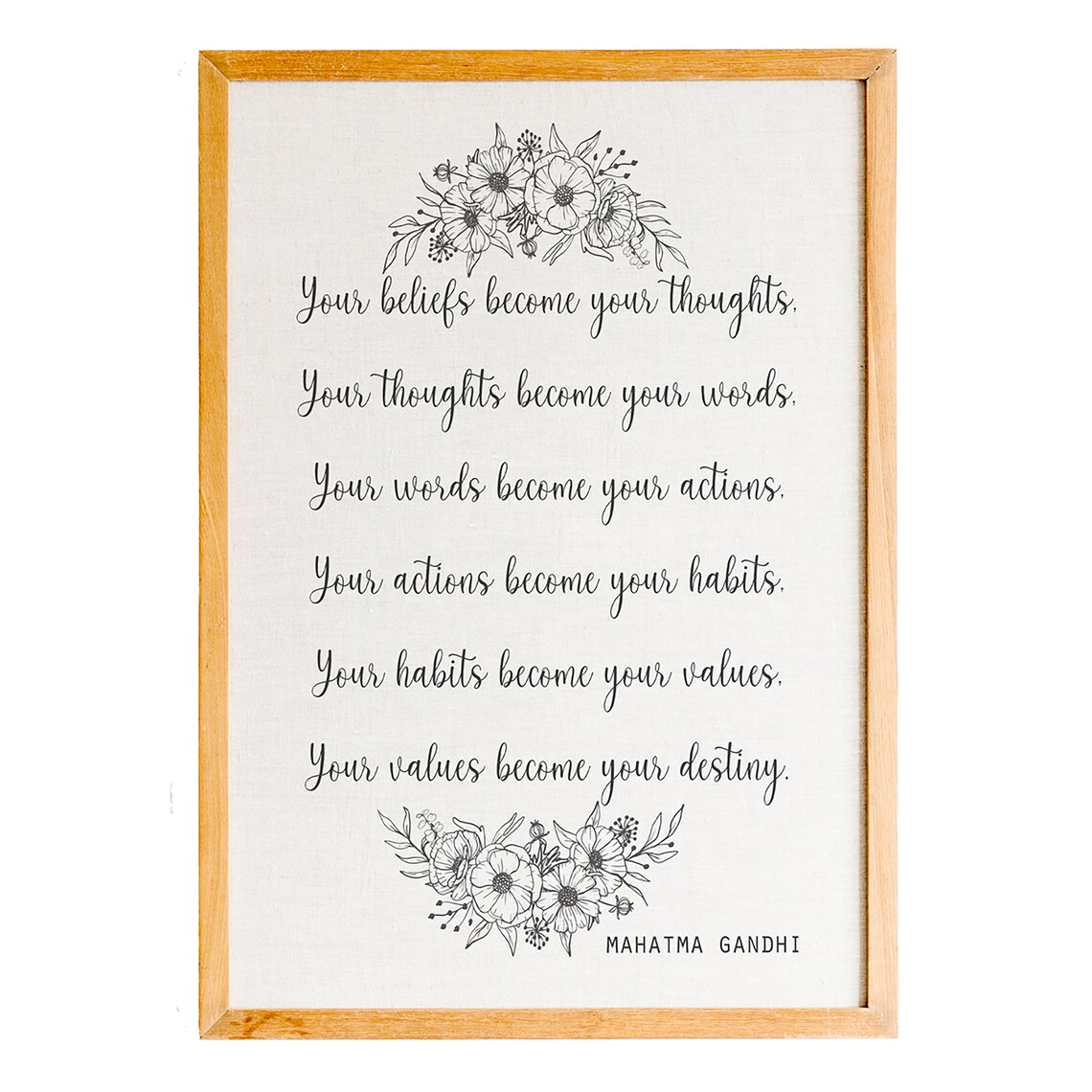 Your Beliefs Become Your Thoughts Mahatma Gandhi Quote Wall Art