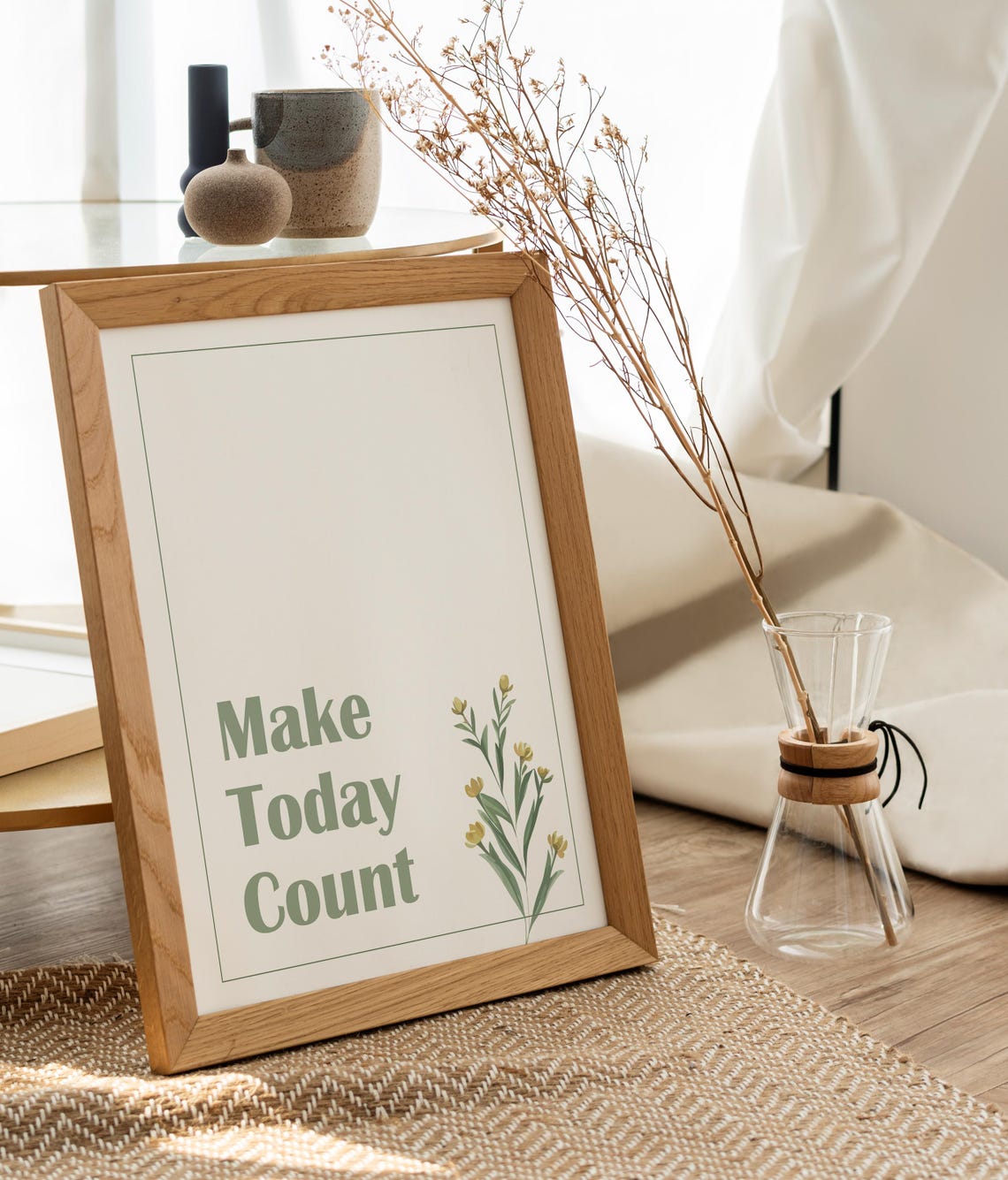 Make Today Count Botanical Quote Art Floral Motivational Office Poster - Image 2