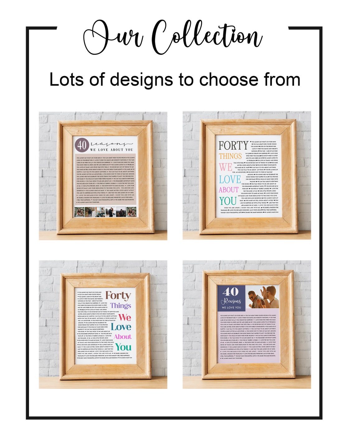 50 Things We Love About You Sage Green Photo List Keepsake Poster - Image 2