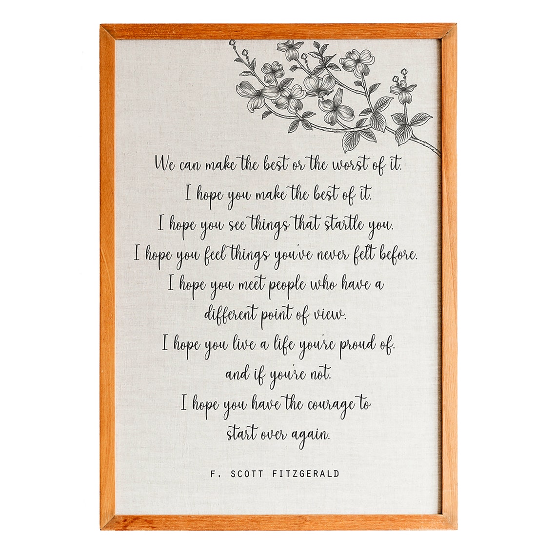 F Scott Fitzgerald Best Or Worst Of It Floral Script Quote Poster