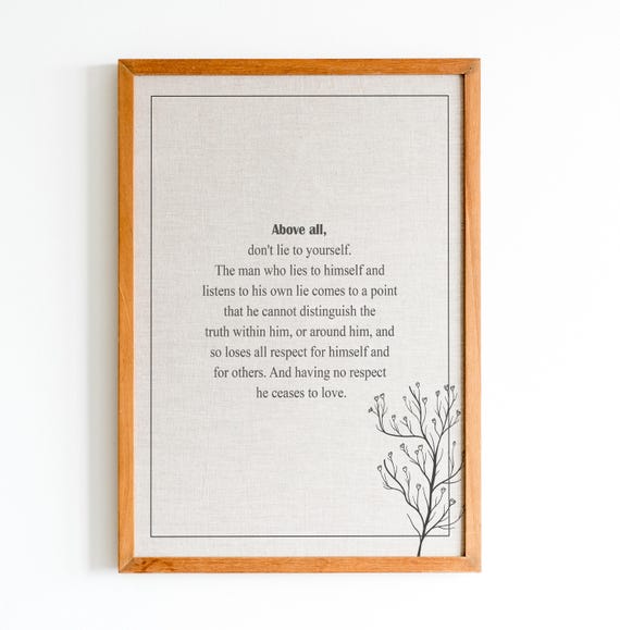 The Brothers Karamazov Quote Print Fyoderdostoevsky Poster And Above All Quote Classic Literature Quote Wall Art Wall Dcor