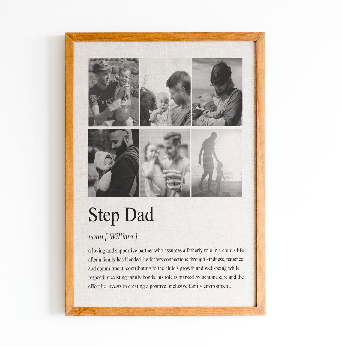 Personalized Step Dad Photo Collage Heartfelt Definition Gift Poster
