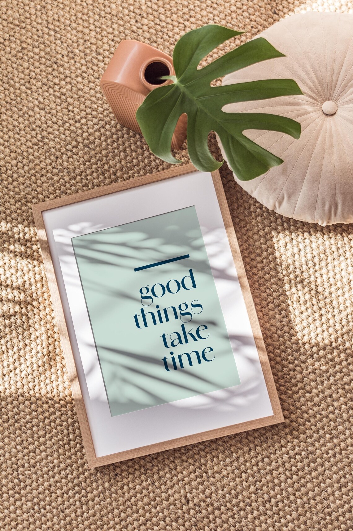 Good Things Take Time Sage Green Minimalist Typography Quote Wall Poster - Image 3