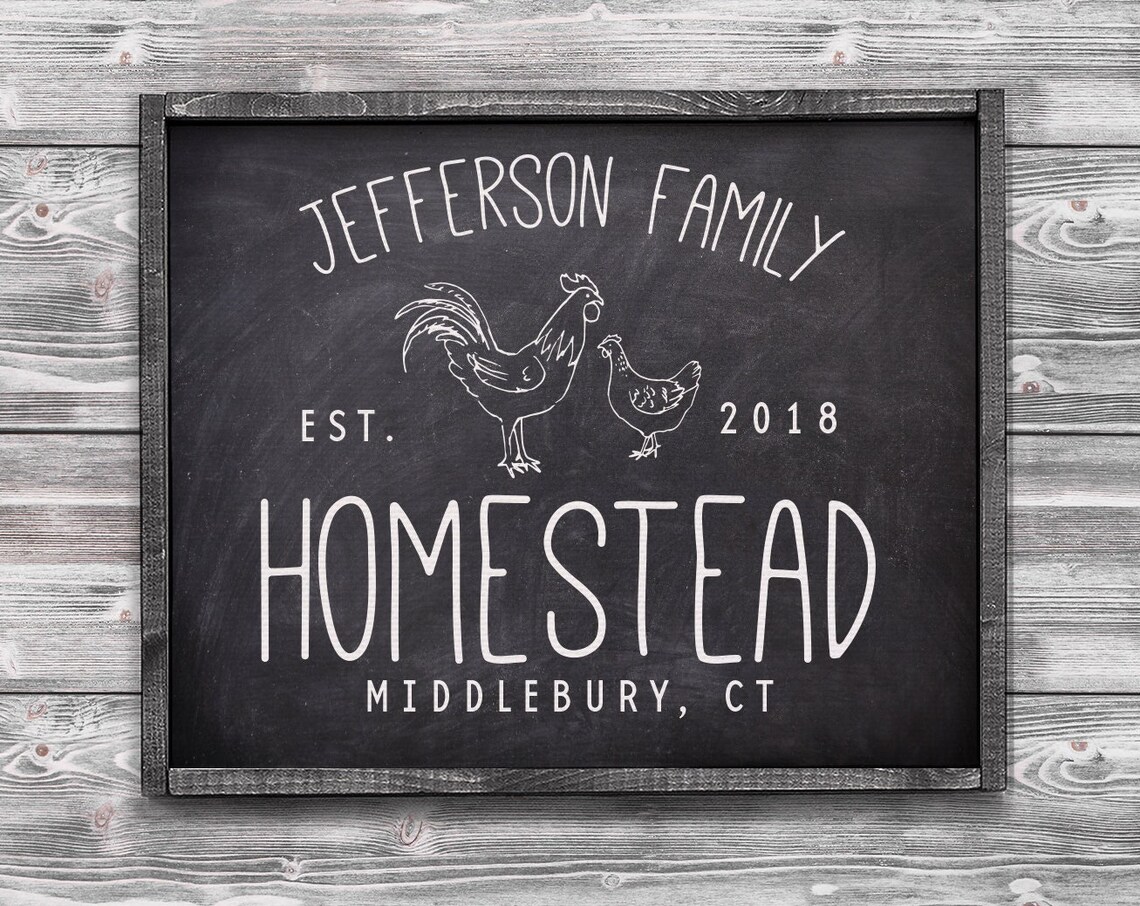Personalized Homestead Sign, Faux Chalkboard Art Print