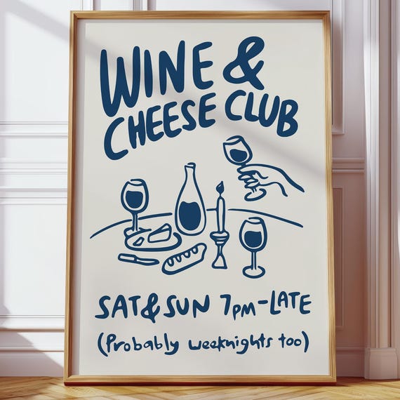 Wine And Cheese Club Modern Dining Room Art Print