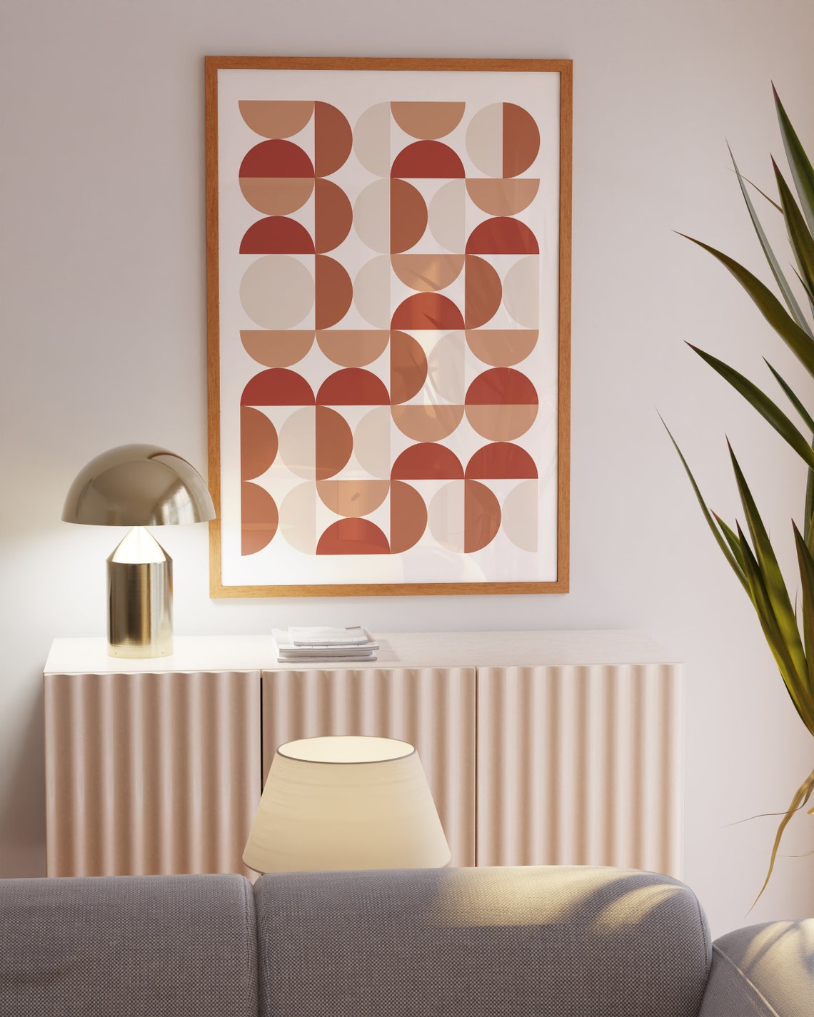 Terracotta Rust Semicircle Grid Bauhaus Geometric Abstract Poster - Image 2