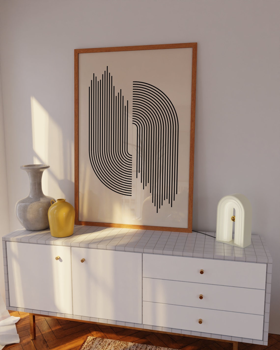Minimalist Black Line Arch Geometric Japandi Zen Monochrome Poster - Image 3