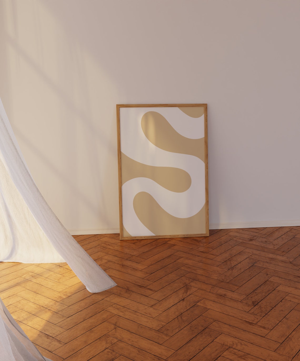 Sand Beige Wavy Curves Abstract Warm Minimalist Wall Decor Poster - Image 3