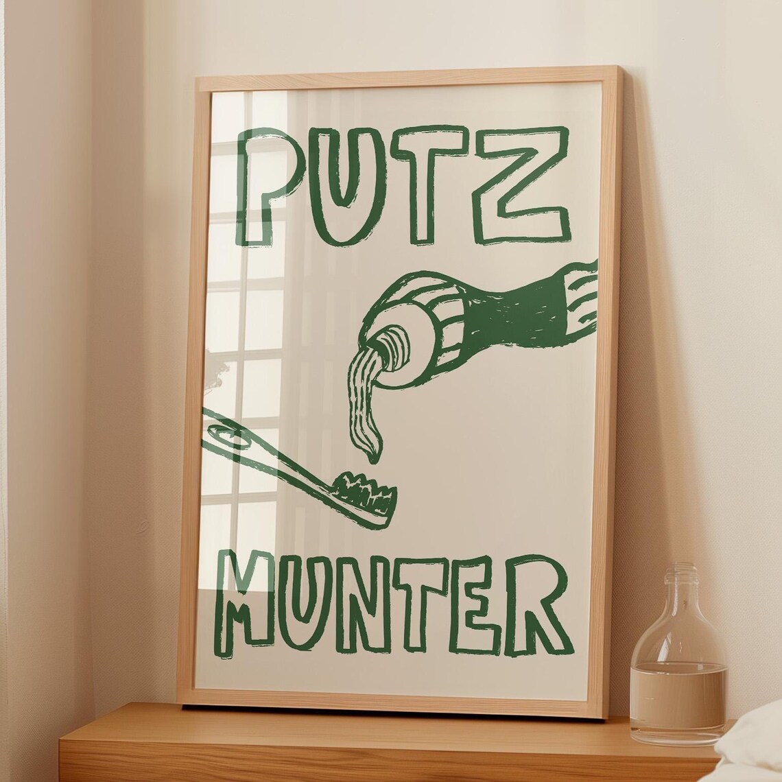 Putzmunter Poster, Zahnputzplan Bathroom Art Print