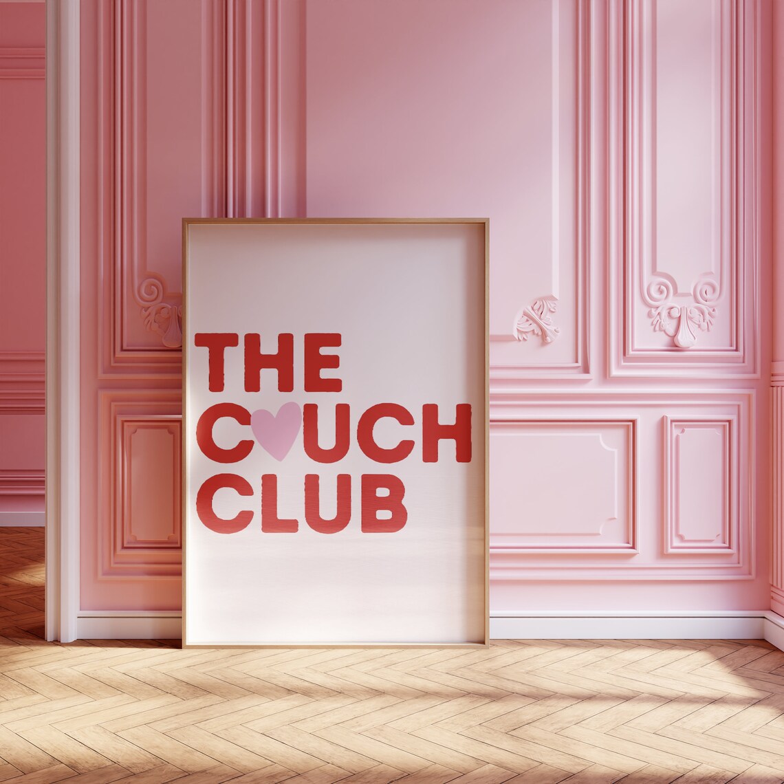 The Couch Club Heart Trendy Red Typography Cozy Living Room Poster - Image 2