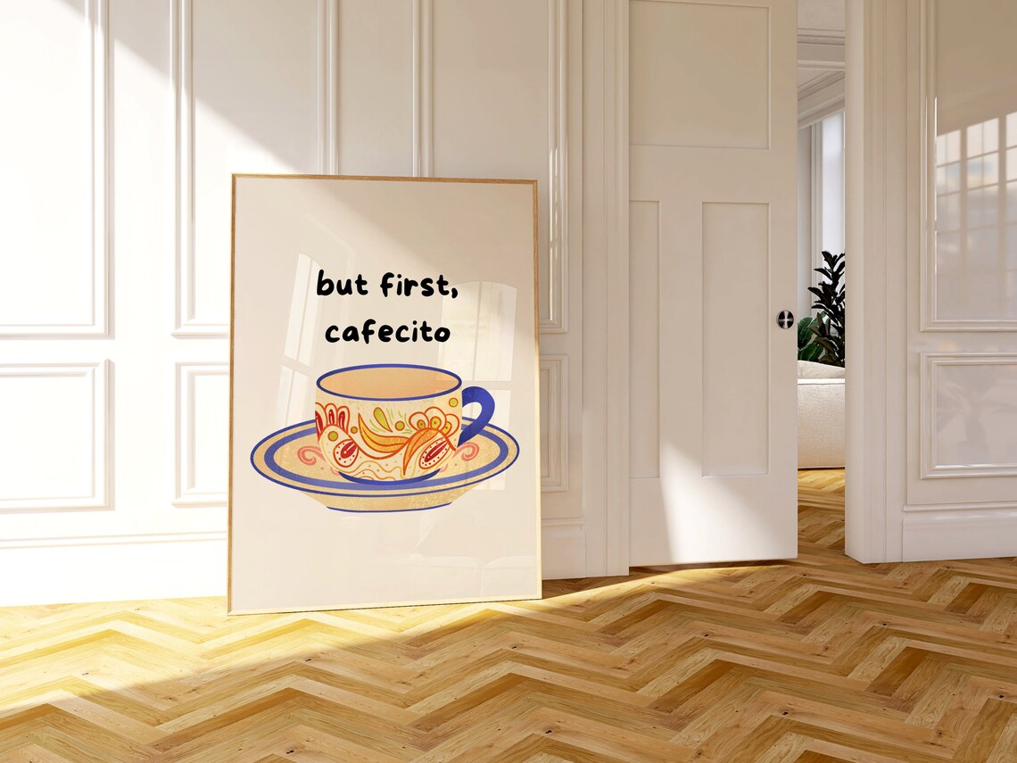 But First Cafecito Minimalist Coffee Art Print - Image 2