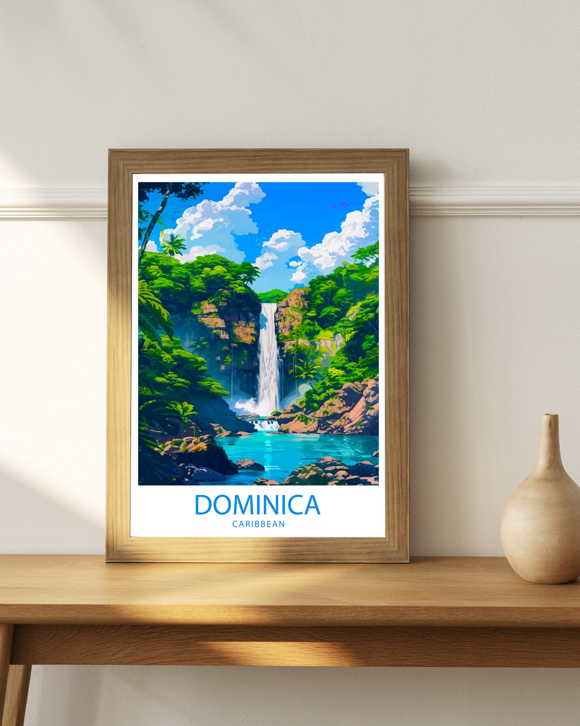Dominica Caribbean Trafalgar Falls Rainforest Waterfall Poster - Image 3