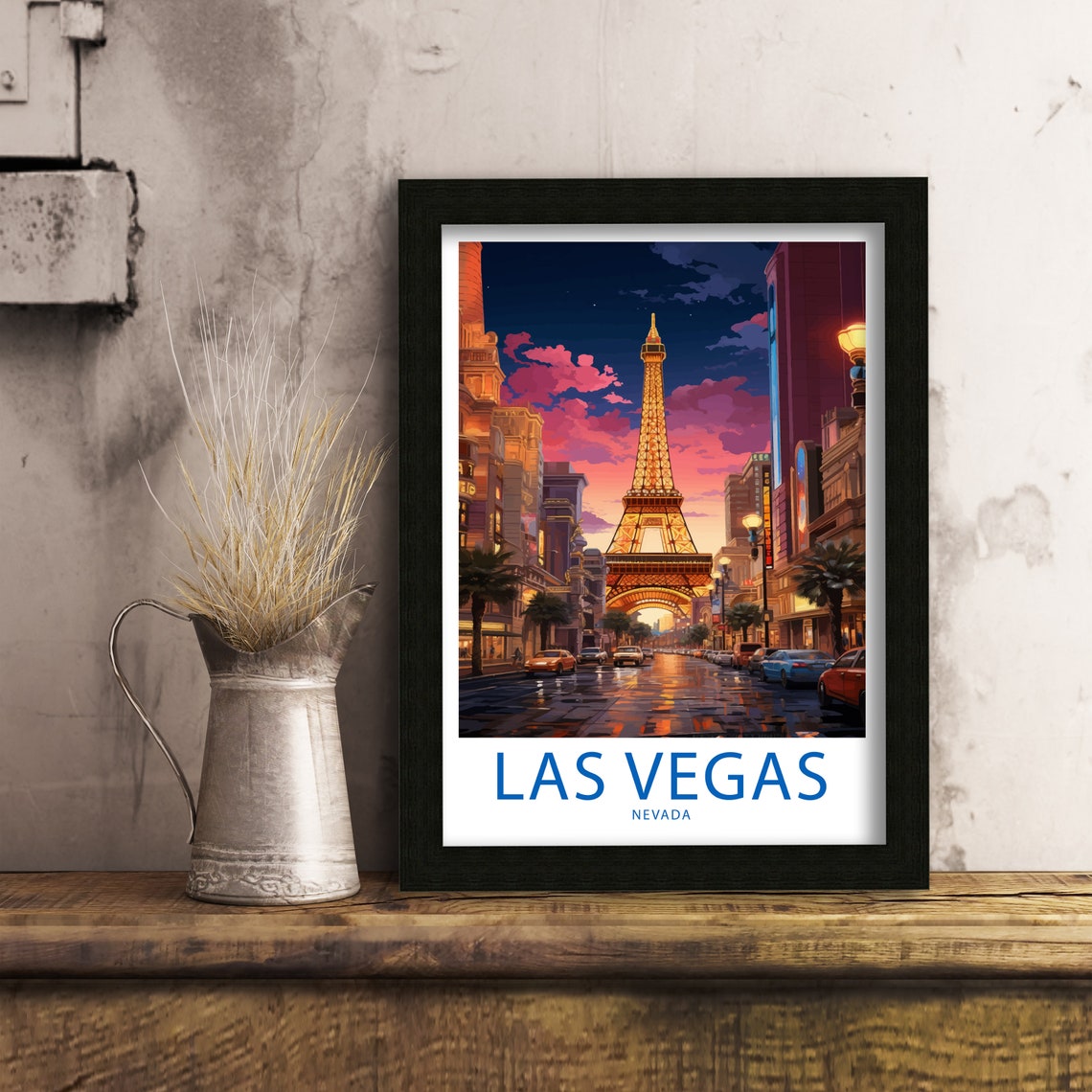 Las Vegas Nevada Eiffel Tower Strip Sunset After Rain Poster - Image 6
