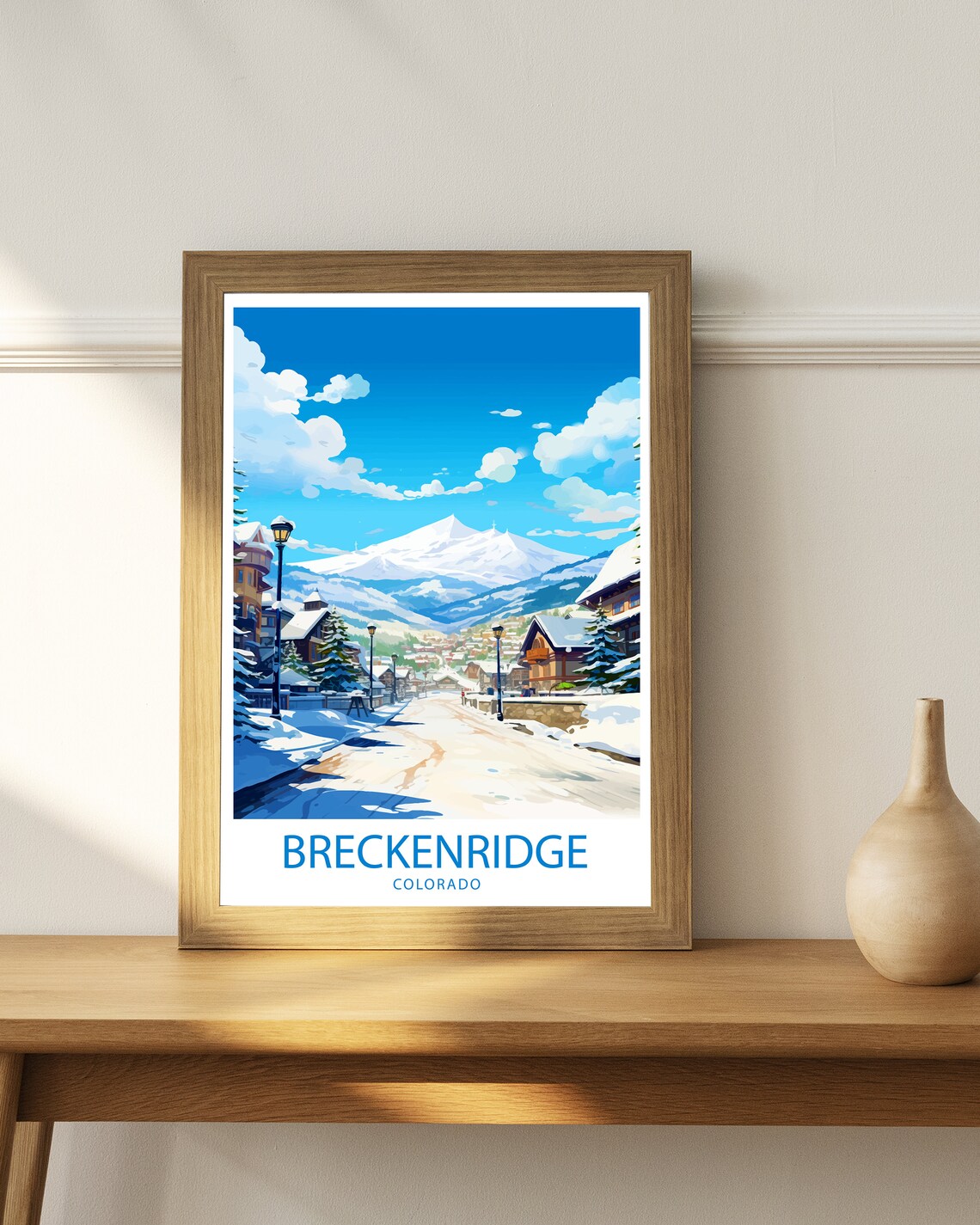 Breckenridge Colorado Snowy Alpine Village Winter Ski Scene Poster - Image 3