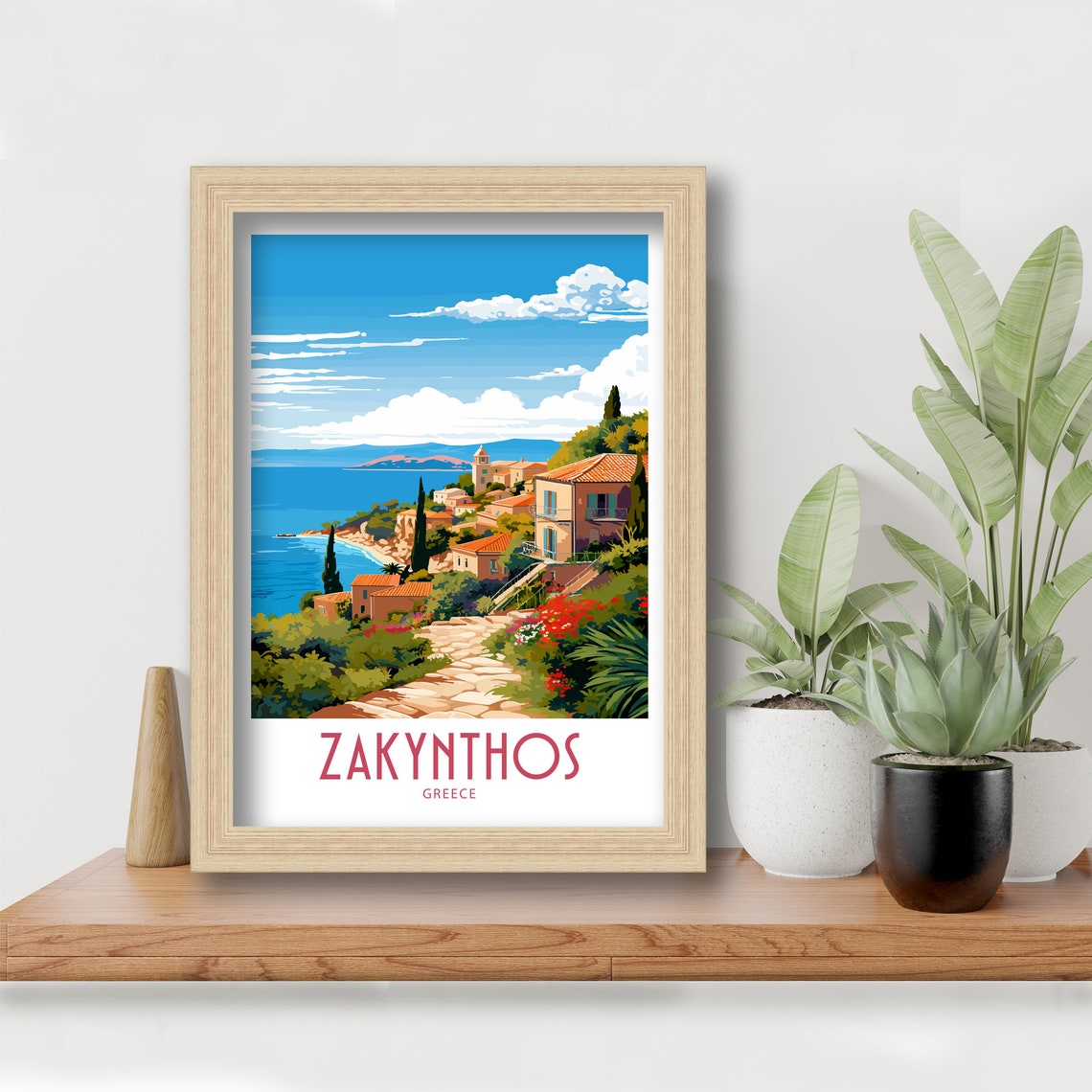 Zakynthos Greece Hillside Village Coastal Path Travel Poster - Image 6