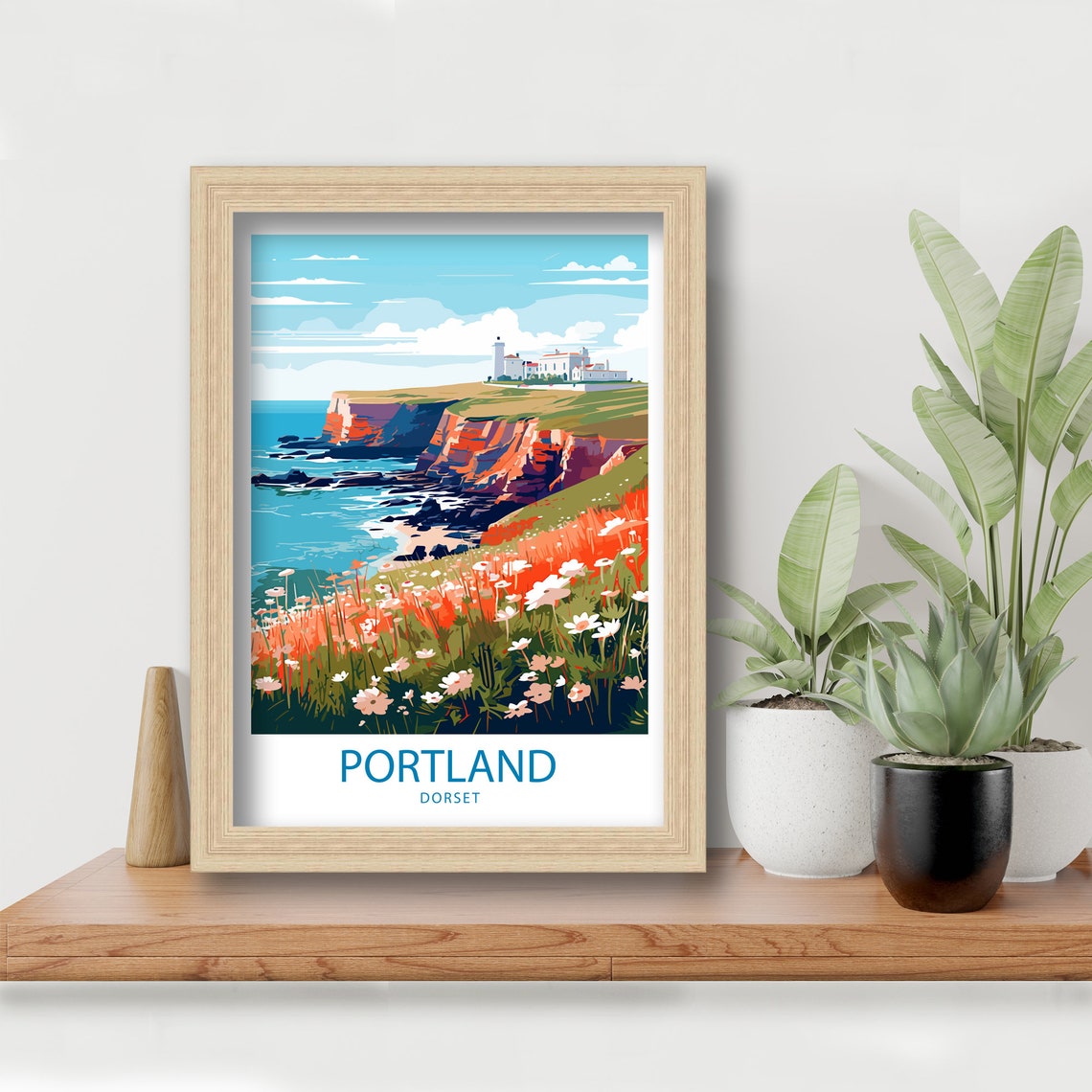 Portland Dorset Cliff Top Lighthouse Wildflower Coast Travel Poster - Image 5
