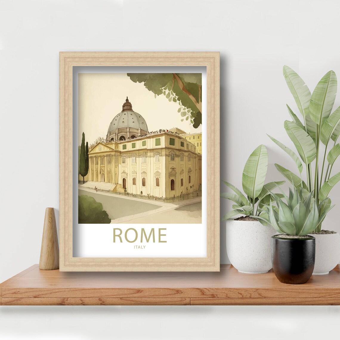 Rome Italy Grand Dome Watercolor Classic Landmark Travel Poster - Image 5