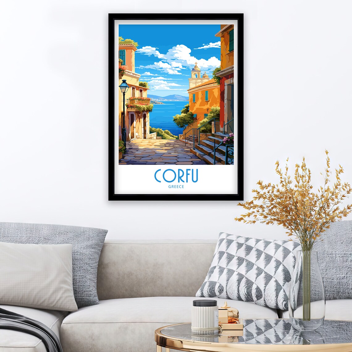 Corfu Greece Travel Poster, Europe Wall Art Print - Image 3