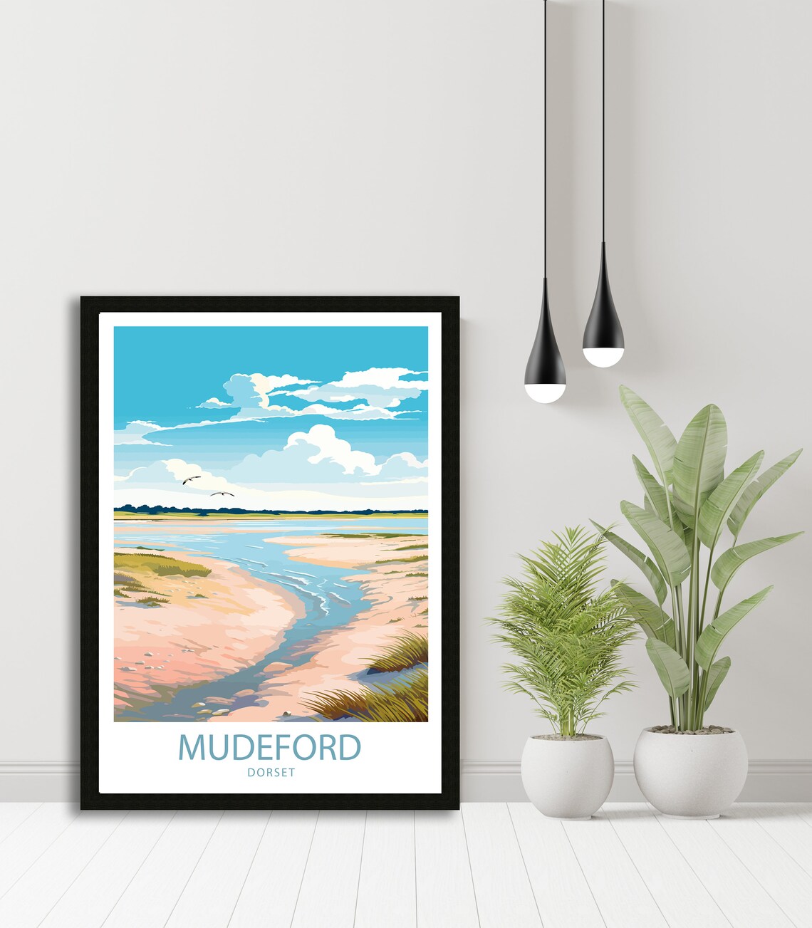 Mudeford Dorset Estuary Sandbanks Birds Peaceful Wetland Art Poster - Image 4
