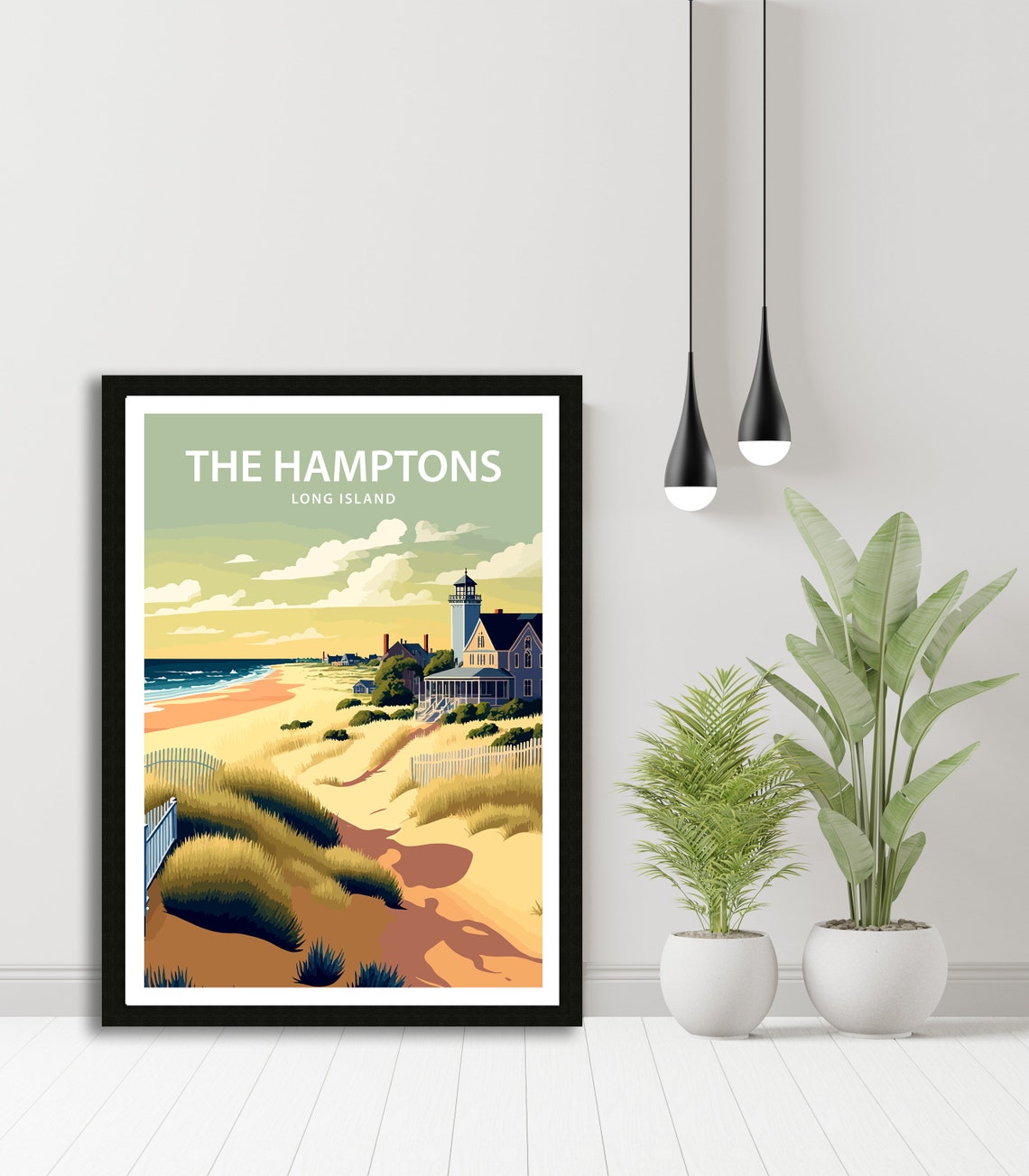The Hamptons Long Island Dune Lighthouse Beach Sunset Travel Poster - Image 4