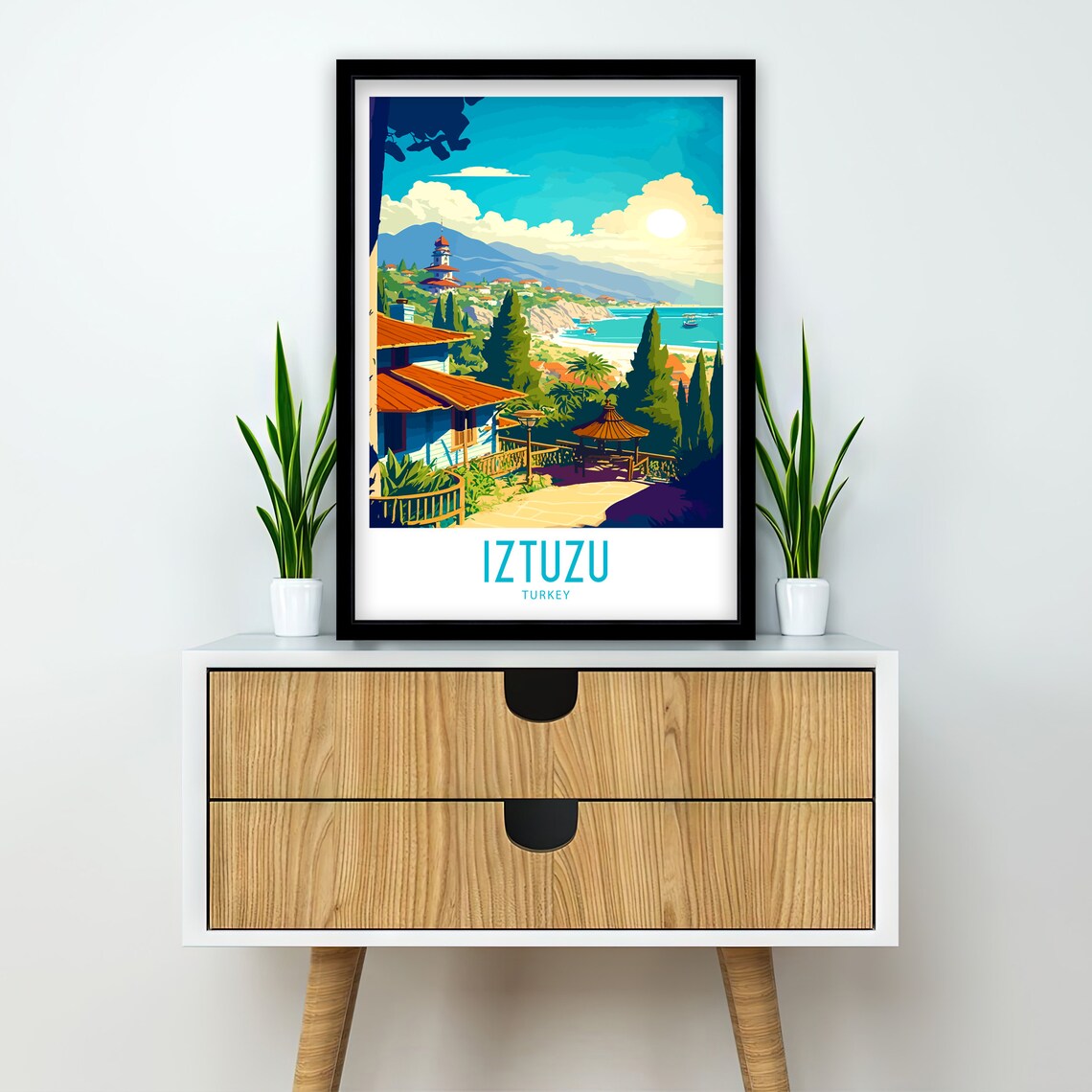 Iztuzu Turkey Coastal Village View Bay Vintage Travel Poster - Image 2