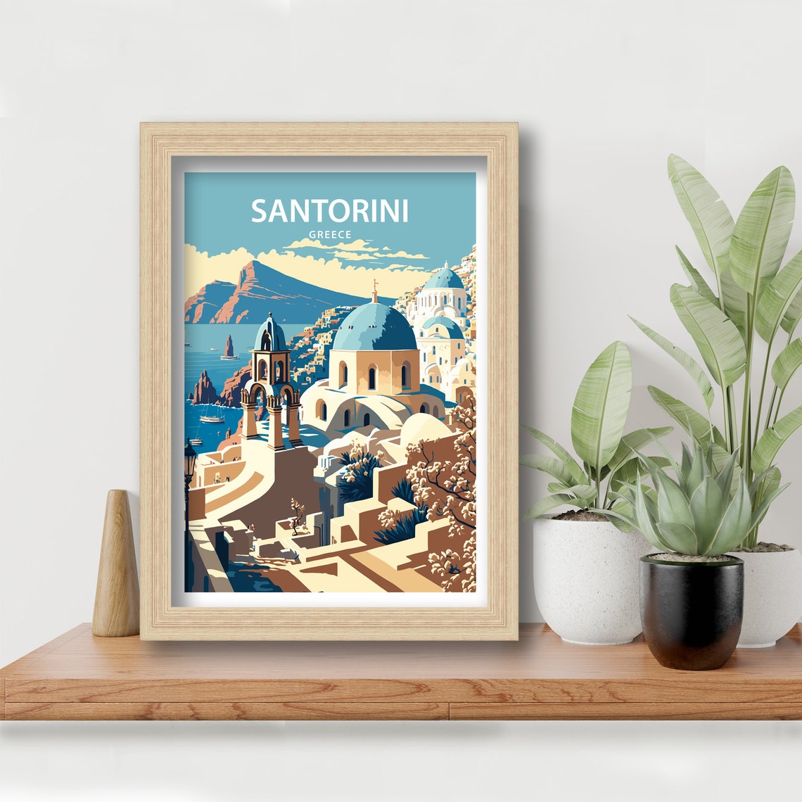 Santorini Greece Blue Domed Churches Over Oia Caldera Travel Poster - Image 5