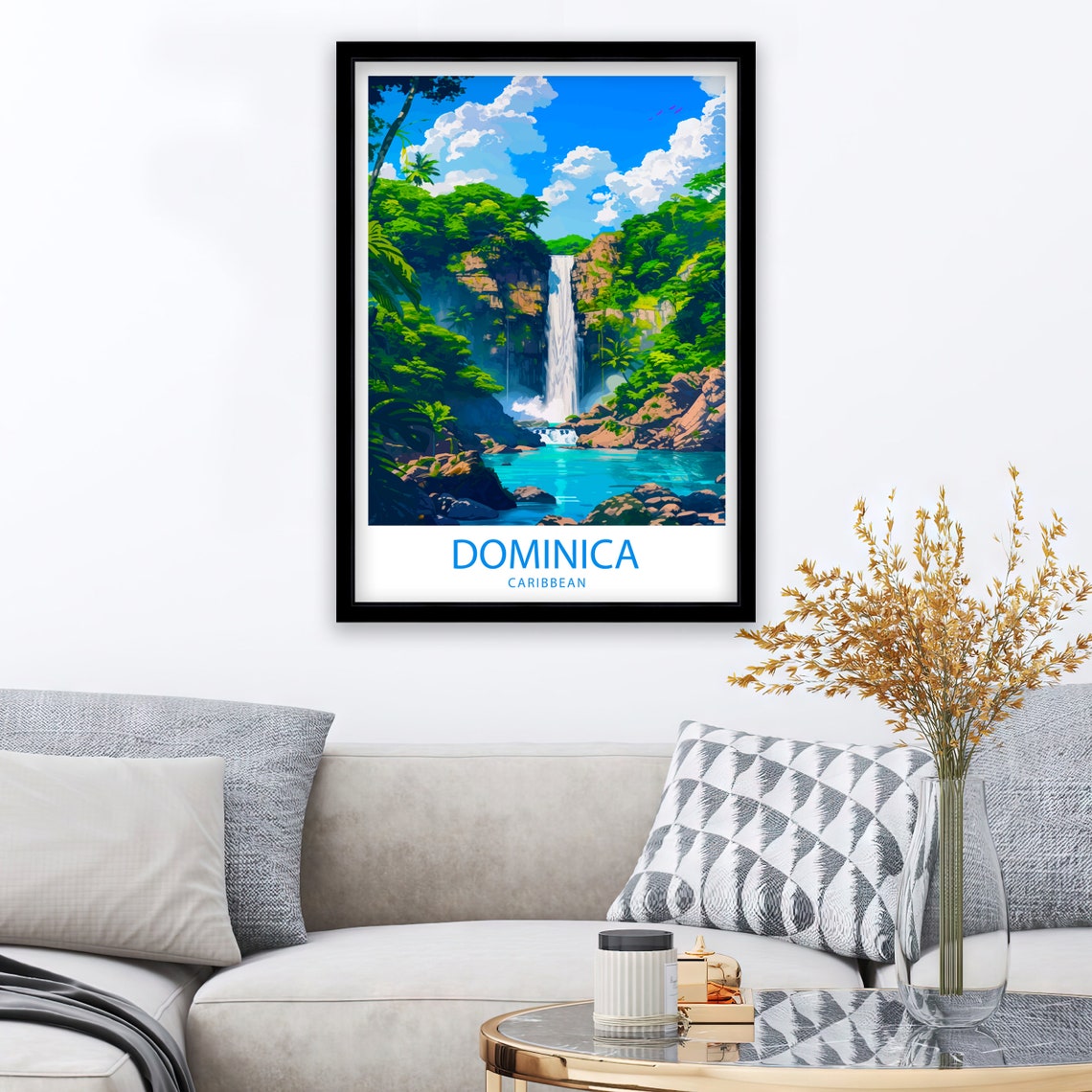 Dominica Caribbean Trafalgar Falls Rainforest Waterfall Poster - Image 2