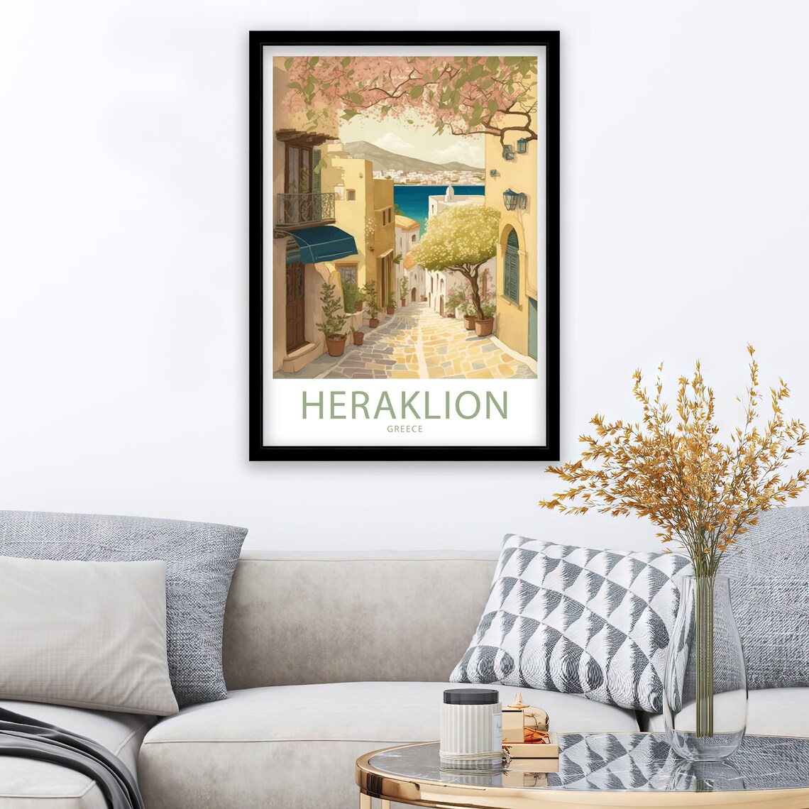 Heraklion Greece Blossom Street Sea View Retro Travel Poster - Image 3