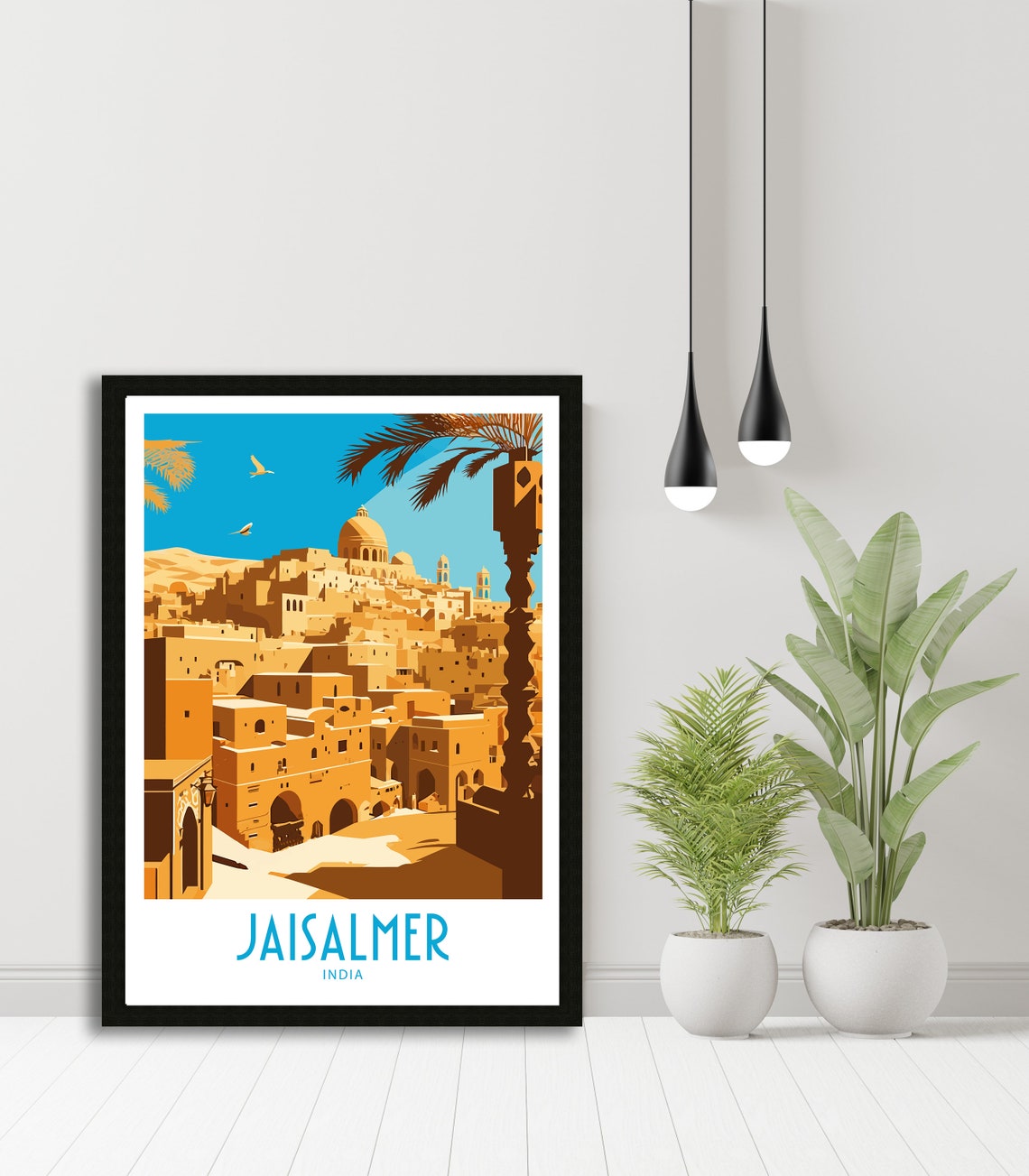 Jaisalmer India Golden Fort Desert City Palm Trees Vintage Poster - Image 5