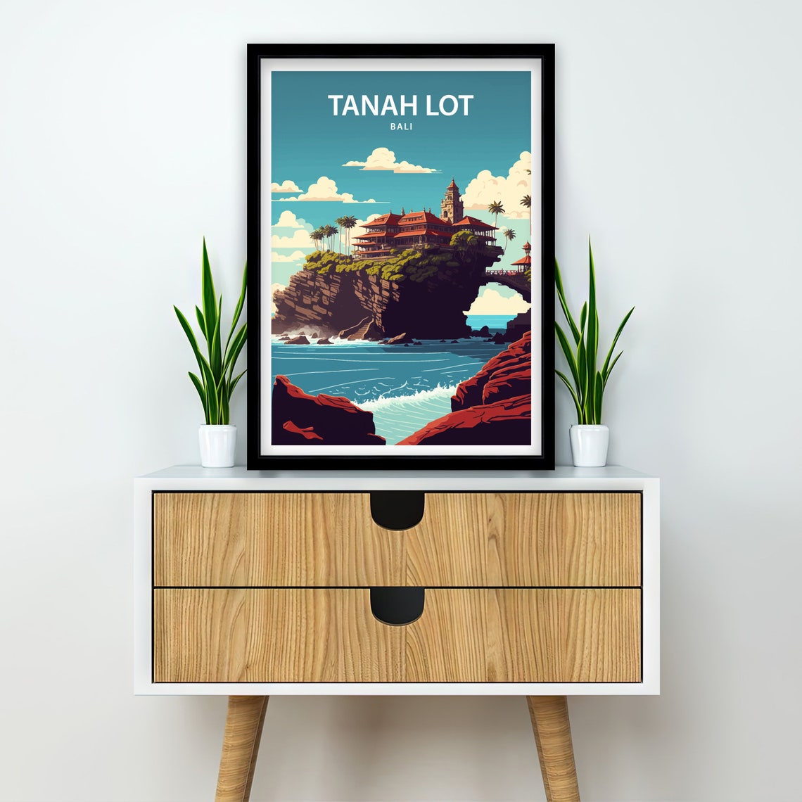 Tanah Lot Travel Print Tanah Lot Temple Wall Art Tanah Lot Bali Home Living Decor Tanah Lot Illustration Travel Poster Gift For Tanah Lot - Image 2