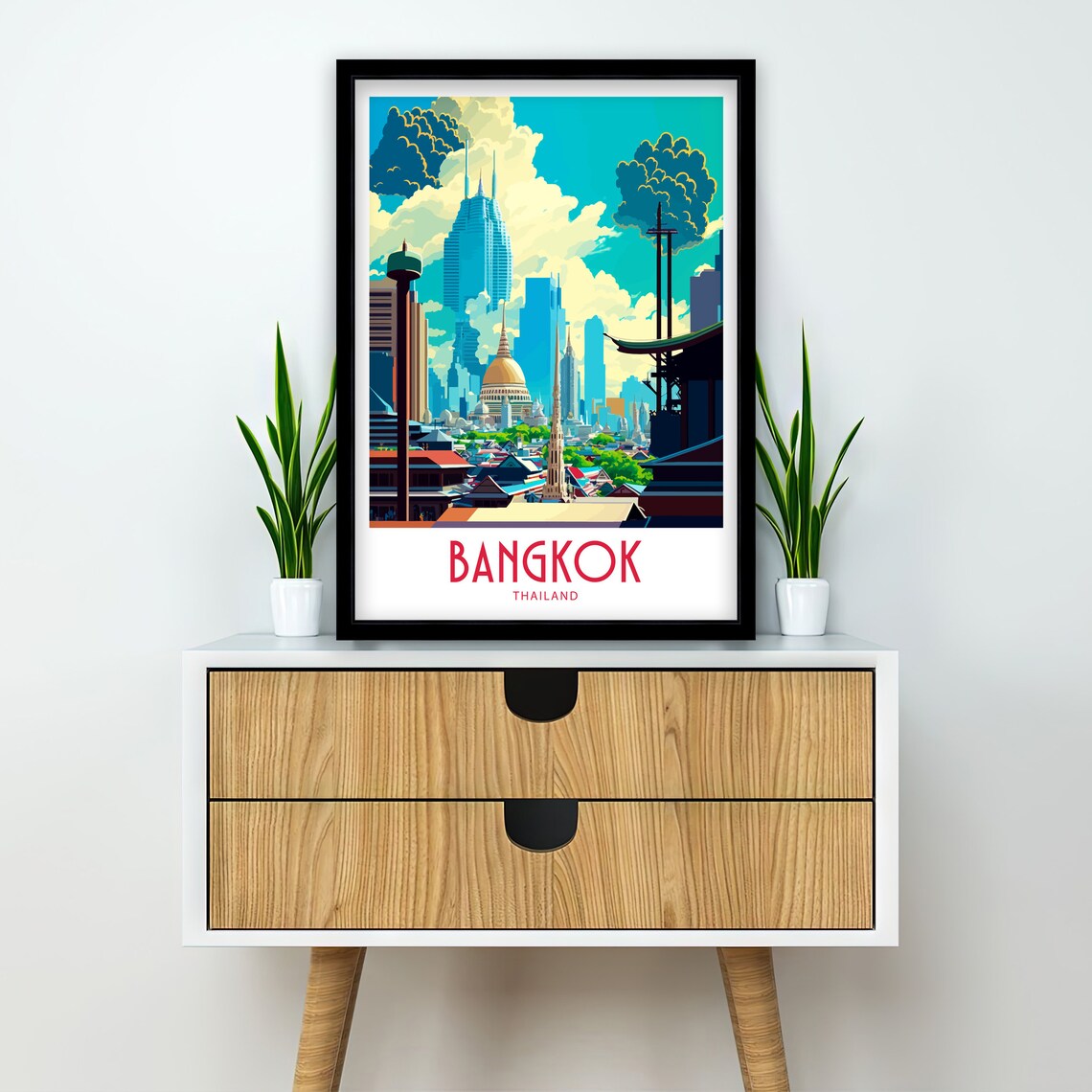 Chao Phraya River Bangkok Temple Spire And Boats Sunset Travel Poster - Image 2