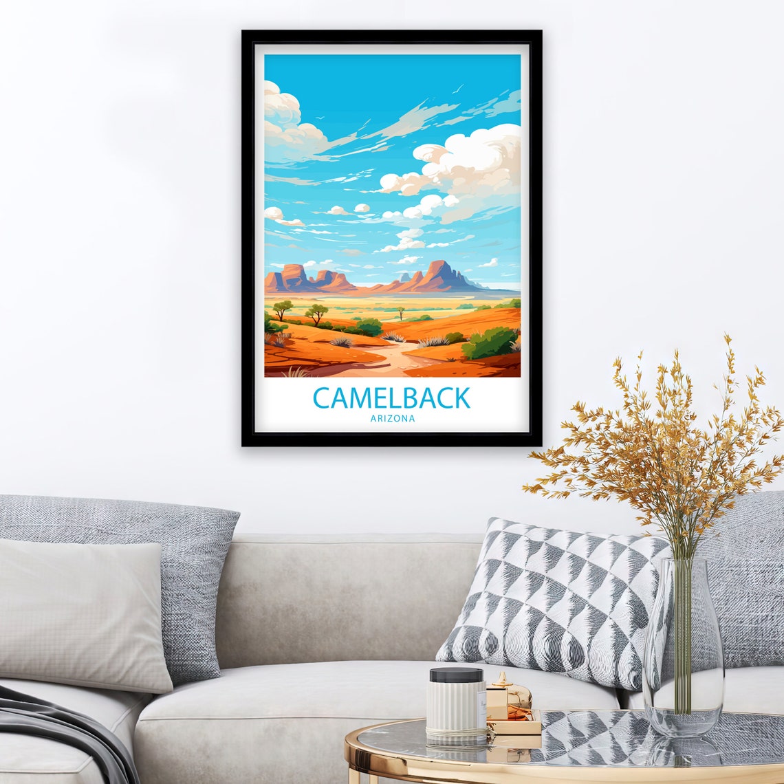 Camelback Arizona Red Rock Desert Peaks Under Bright Blue Sky Poster - Image 2