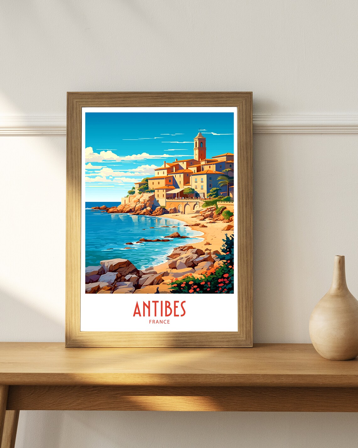 Antibes France Old Town Beach Rocky Shore Sea View Travel Poster - Image 4