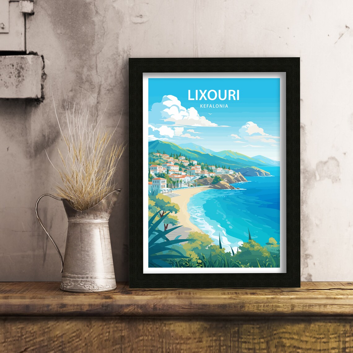 Lixouri Travel Print Lixouri Wall Decor Greece Lixouri Art Lixouri Wall Art Greece Poster Gift Greek Island Lovers Lixouri Kefalonia Print - Image 4