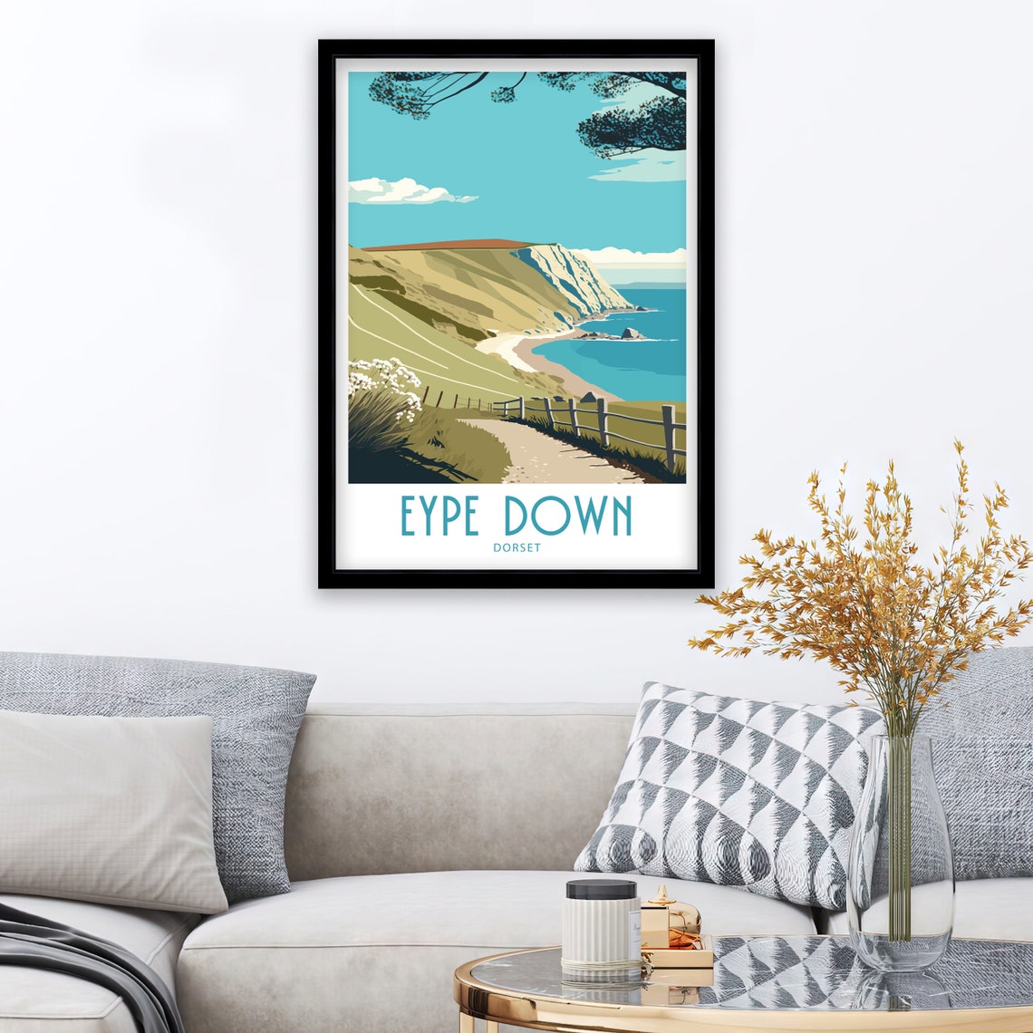 Eype Down Dorset Coastal Cliff Path Walk Vintage Travel Poster - Image 3