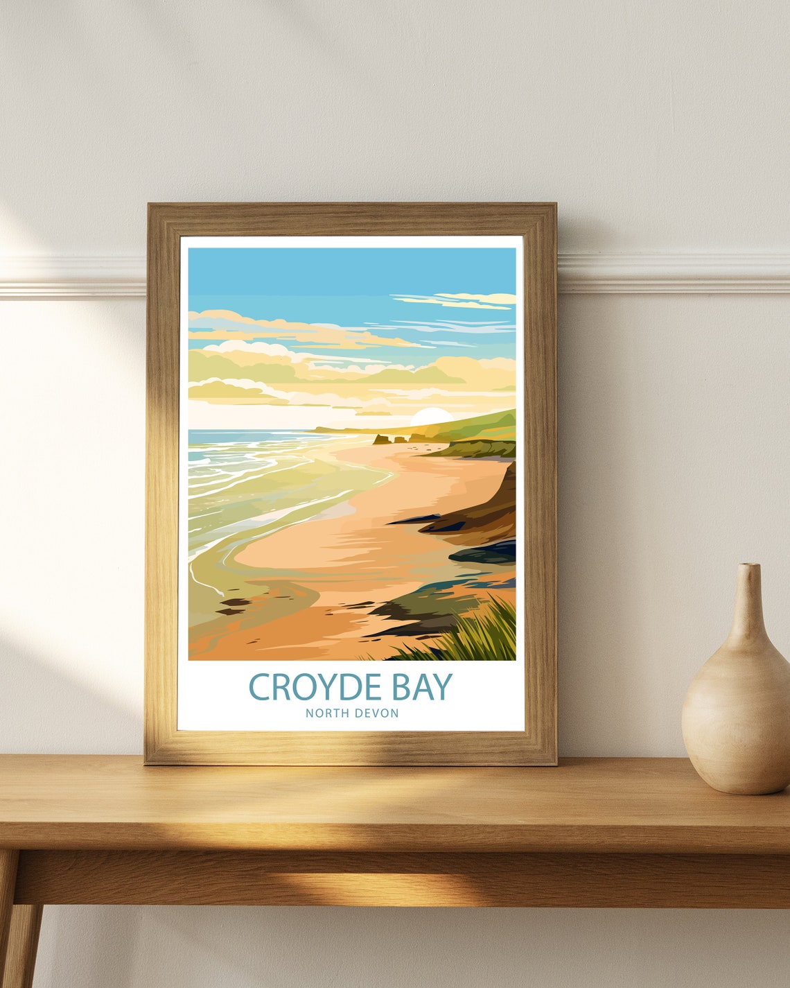 Croyde Bay North Devon Sandy Beach Sunset Coastal Travel Poster - Image 3