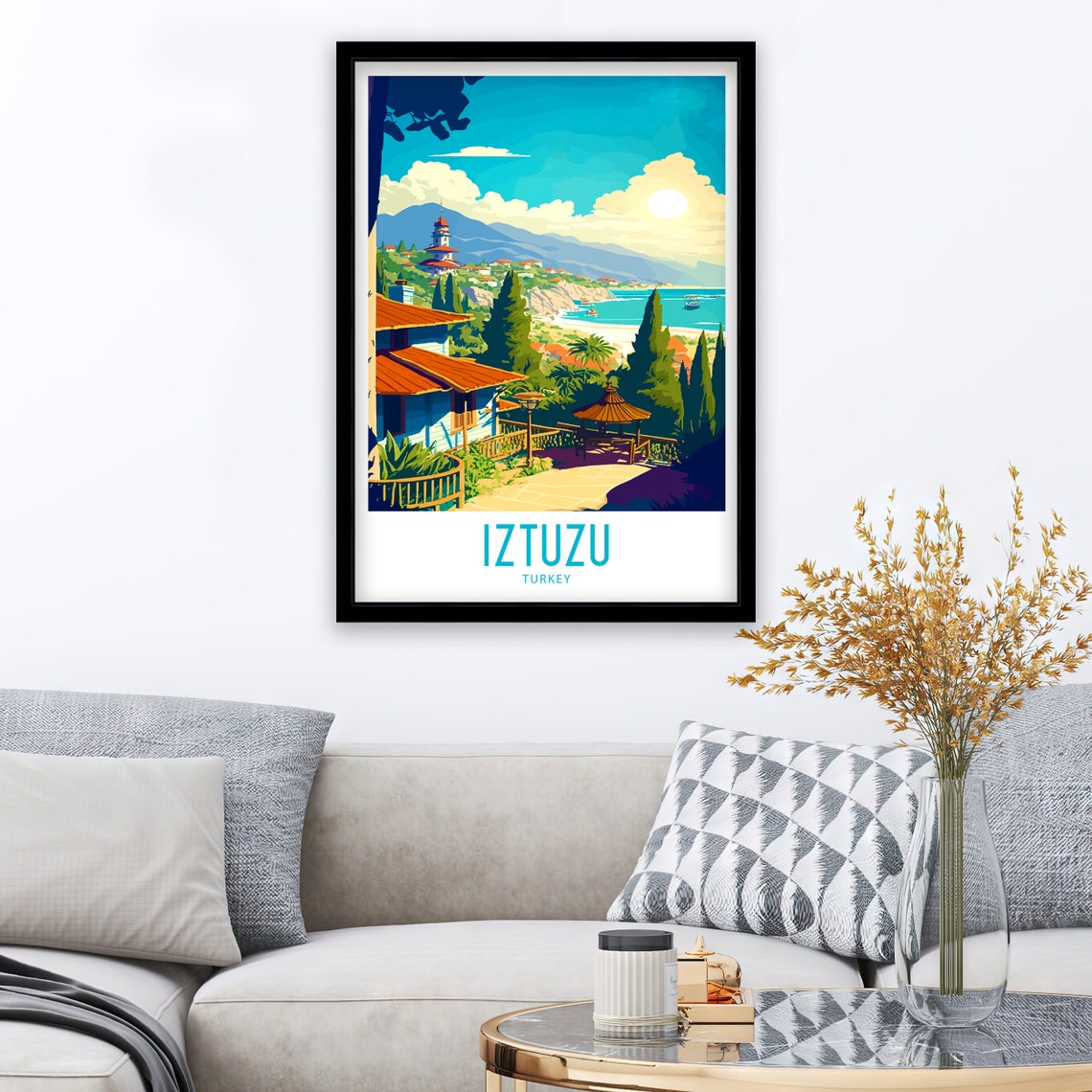 Iztuzu Turkey Coastal Village View Bay Vintage Travel Poster - Image 3