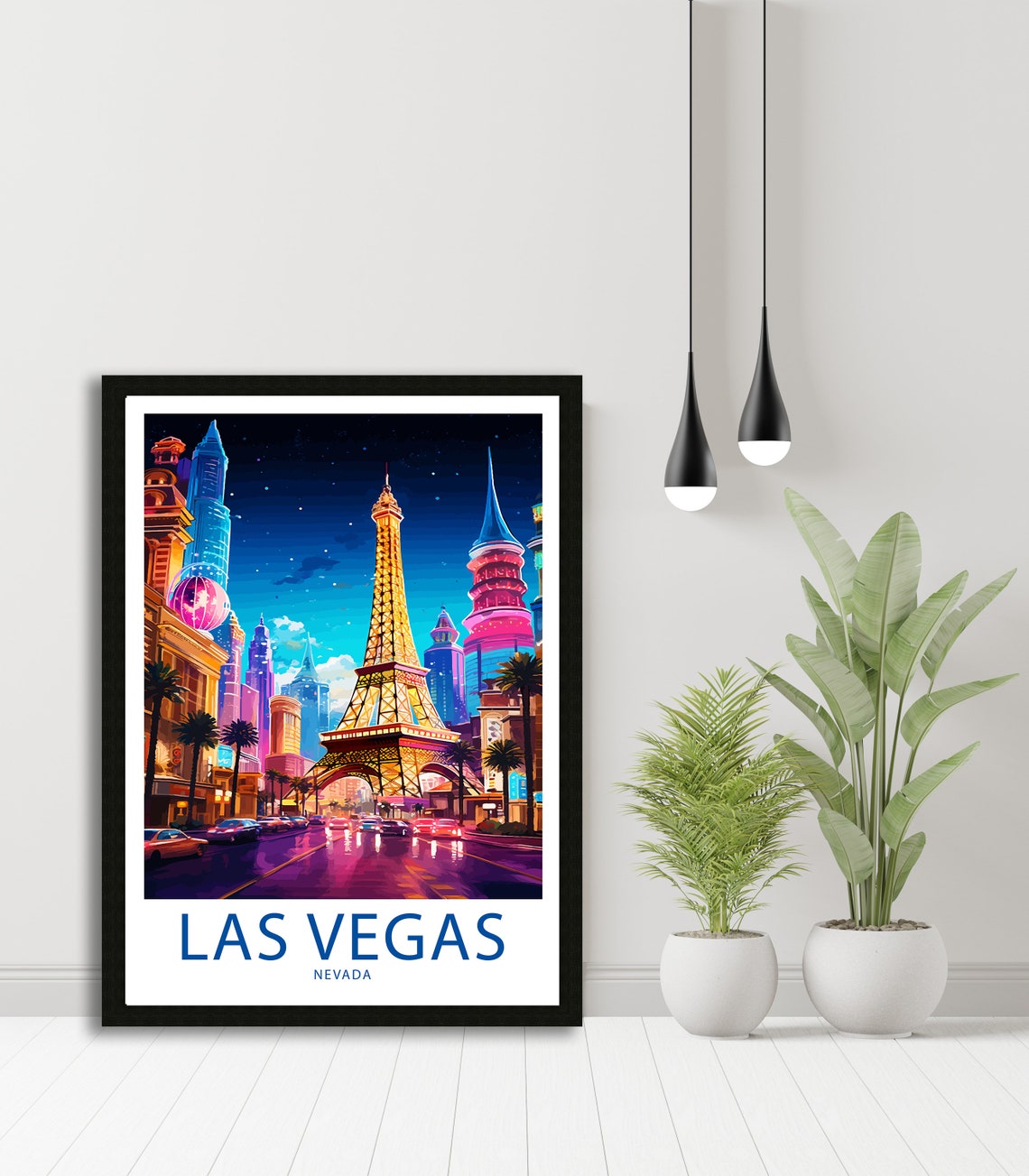 Las Vegas Nevada Eiffel Tower Neon Boulevard Nightlife Art Poster - Image 4